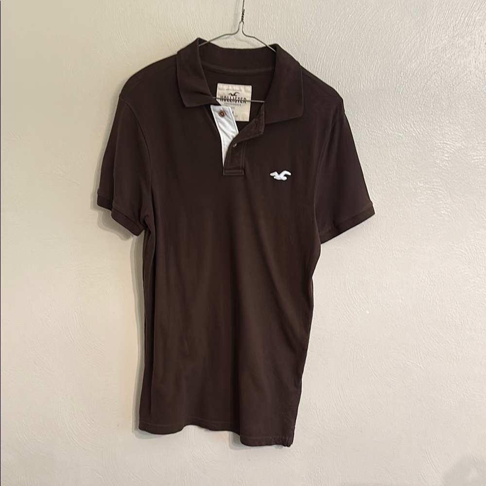 Hollister Men's Dark Brown Polo Shirt